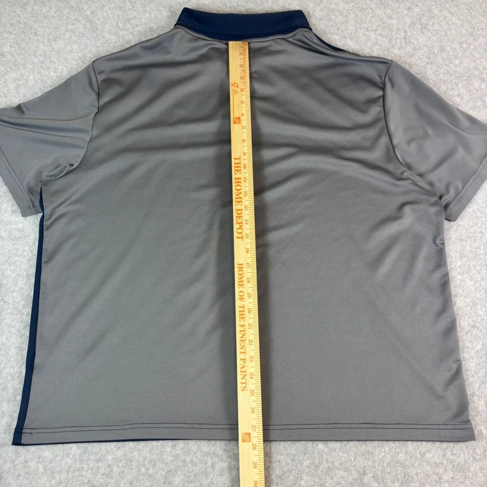 Adidas Mens 2XB Performance‎ Polo Shirt Navy Blue Grey Colorblock Short Sleeve